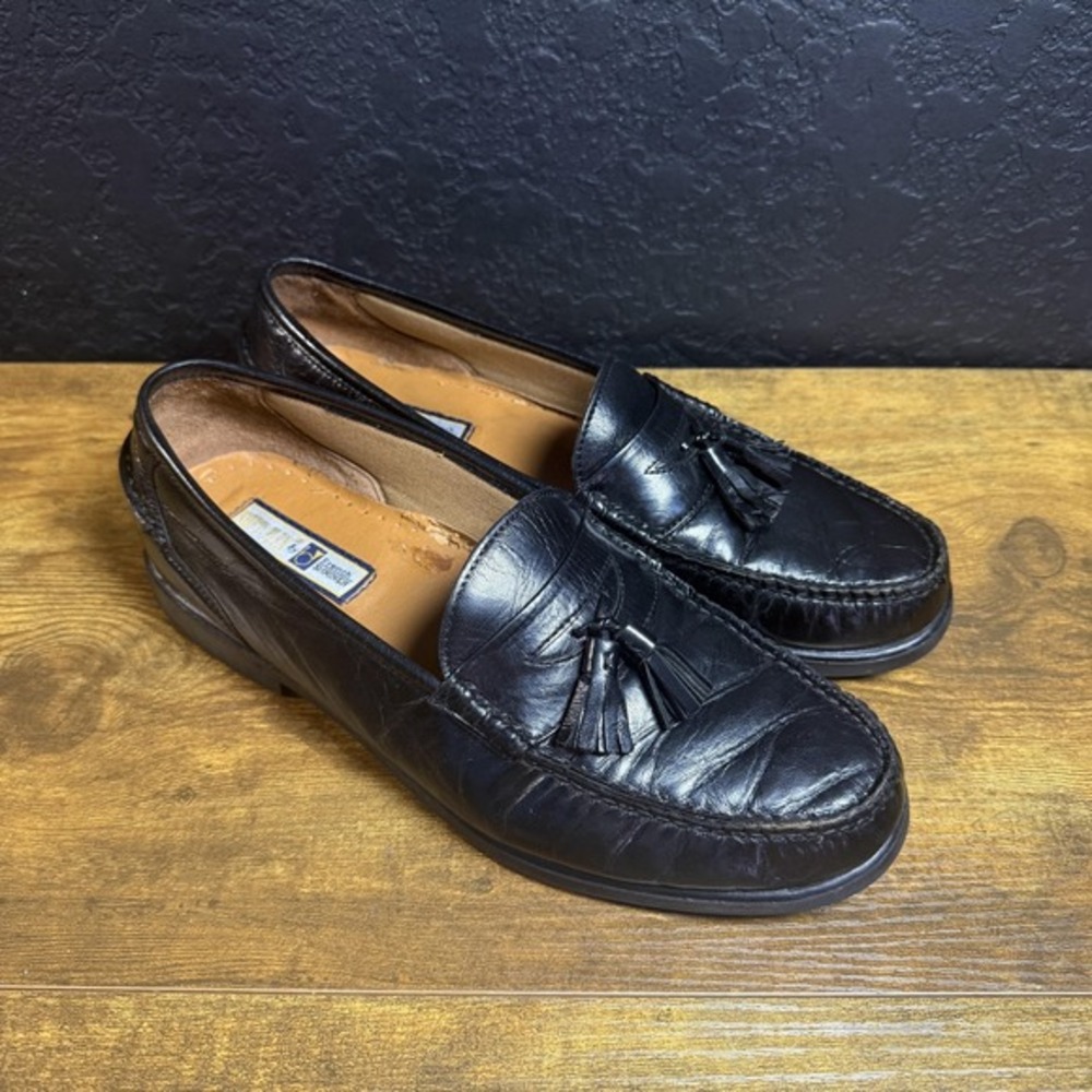 French Shriner Buchanan FSC-5675 Black Leather Tassel Loafers‎ Mens 10M